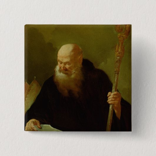 St. Benedict Vierkante Button 5,1 Cm (Voorkant)