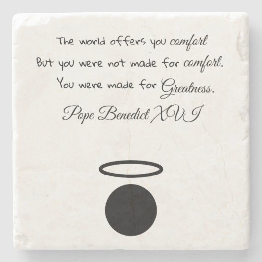 St. Benedict XVI Quote Stone Onderzetter (Voorkant)