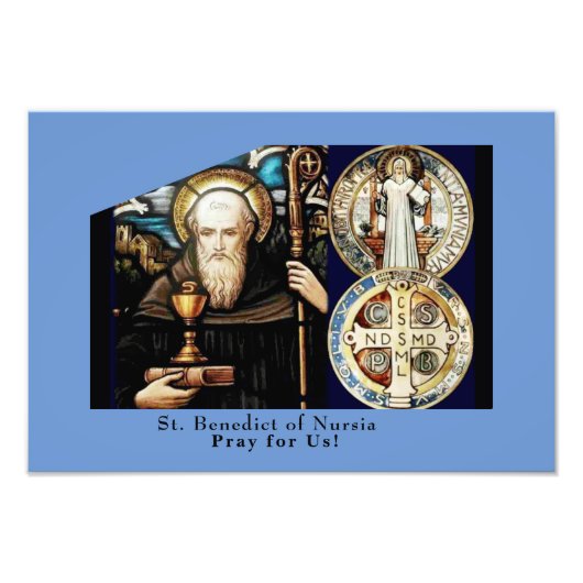 St. Benedictus Nursia Foto Afdruk (Voorkant)