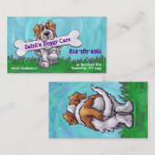 St Bernard avec des cartes de visite d'un os (Devant / Derrière)