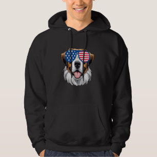 St Bernard Dog Amerikaanse Vlag Patriottische 4e v Hoodie