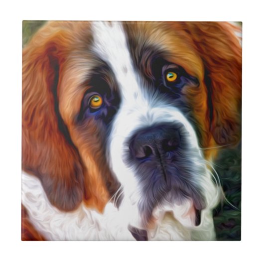 St Bernard Dog Painting Tegeltje (Voorkant)