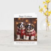 St Bernard Dog Puppies Kerstmis Kaart (Gele Bloem)