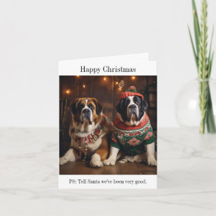 St Bernard Dogs Kerst Kaart