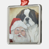 St Bernard et ornement d'art de chien de Père Noël (Gauche)