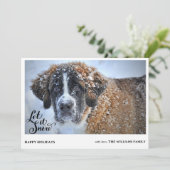 St. Bernard Hond bedekt met sneeuw Foto Kerstmis Feestdagenkaart (Staand voorkant)