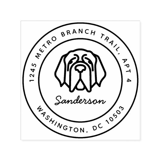 St. Bernard hond retour adres stempel zelf-inkt (Design)