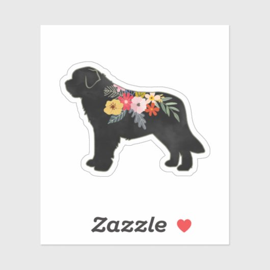 St Bernard Hondenras Boho Floral Silhouette Sticker (Vel)
