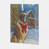 St. Bernard Kerst Glas Ornament (Voorkant links)