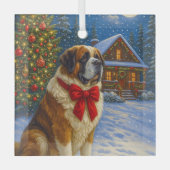St. Bernard Kerst Glas Ornament (Voorkant)