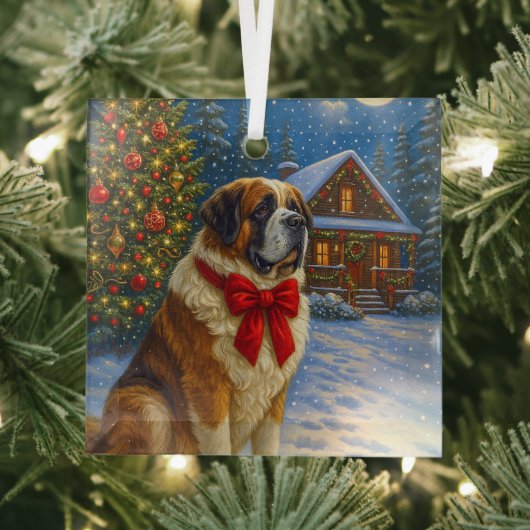 St. Bernard Kerst Glas Ornament (Insitu)