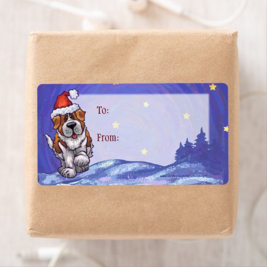 St. Bernard Kerstmis Etiket (Insitu)