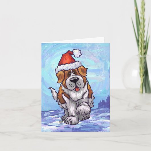 St. Bernard Kerstmis Feestdagen Kaart (Voorkant)