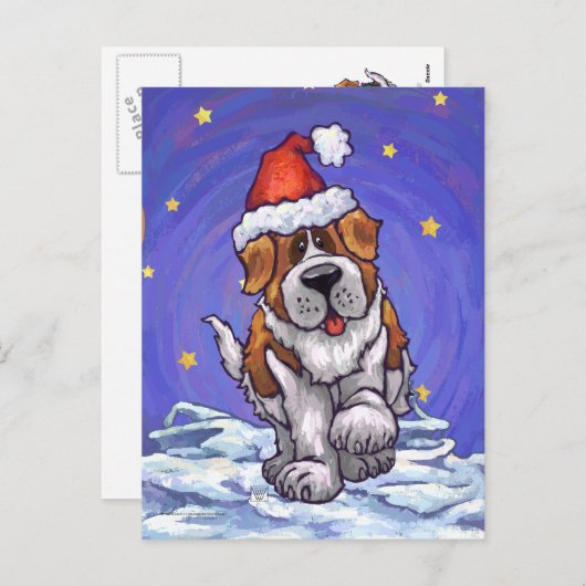 St. Bernard Kerstmis Feestdagenkaart (Voorkant / Achterkant)