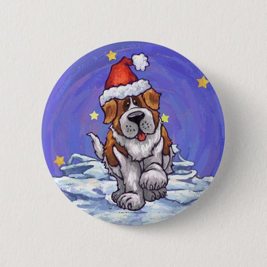 St. Bernard Kerstmis Ronde Button 5,7 Cm (Voorkant)