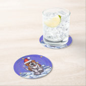 St. Bernard Kerstmis Ronde Kartonnen Onderzetter (Insitu)