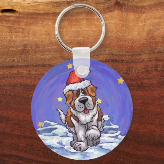 St. Bernard Kerstmis Sleutelhanger (Voorkant)
