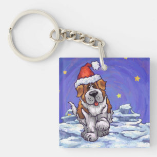 St. Bernard Kerstmis Sleutelhanger
