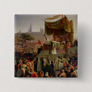 St. Bernard Preaching the Second Crusade Vierkante Button 5,1 Cm