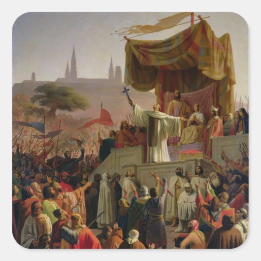 St. Bernard Preaching the Second Crusade Vierkante Sticker (Voorkant)