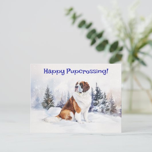 St. Bernard Pupcrossing - Briefkaart (Staand voorkant)