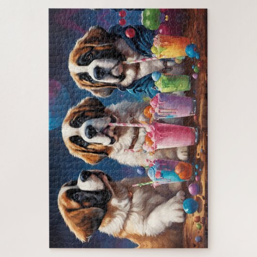St Bernard Puppies Party en Milkshakes Legpuzzel (Verticaal)