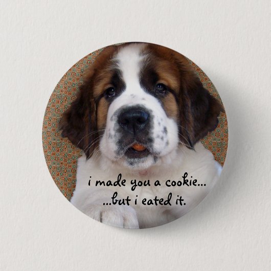 St Bernard Puppy Cookie Ronde Button 5,7 Cm (Voorkant)