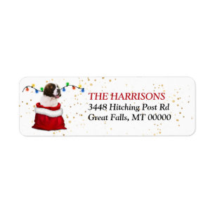 St Bernard Puppy Gift Bag Return Address Etiket