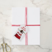 St. Bernard Puppy in Santa Bag Cadeaulabel (Met Touw)