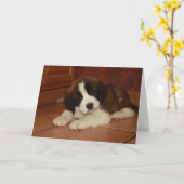 St. Bernard Puppy Kaart (Gele Bloem)