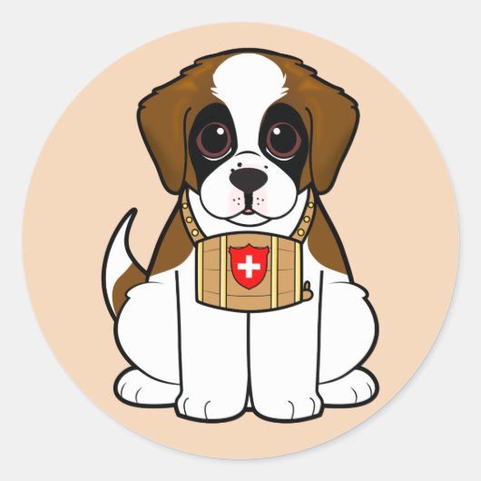 St. Bernard Puppy Ronde Sticker (Voorkant)