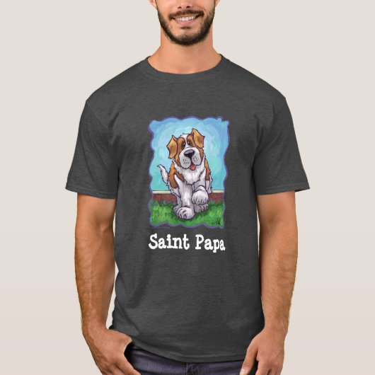 St Bernard Saint Papa T-shirt noir (Devant)