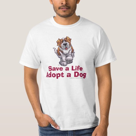 St Bernard Save a Life Adopt T T-shirt (Voorkant)