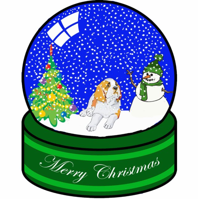 st bernard snow wereldbol fotobeeldje ornament (Voorkant)