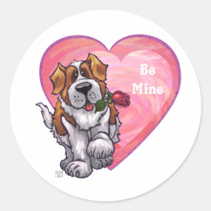 St. Bernard-Valentijnsdag Ronde Sticker