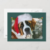 St. Bernard van Kerstmis de Foto van de Hond Feestdagenkaart (Voorkant / Achterkant)