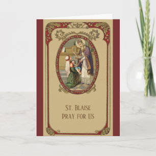 St. Blaise katholieke heilige van keelziekten Notitiekaartje