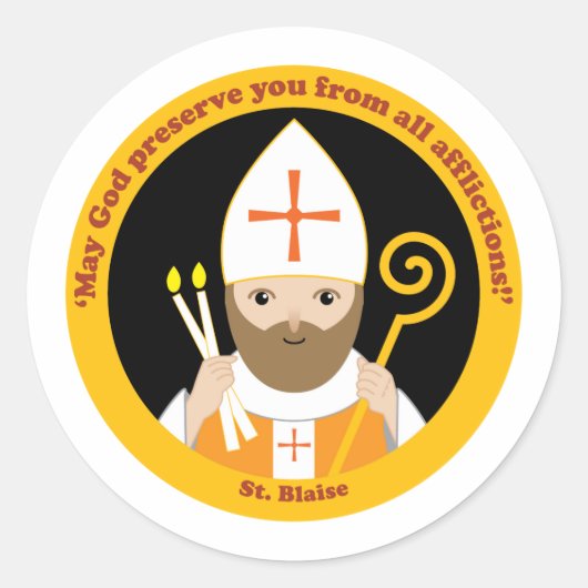 St. Blaise Ronde Sticker (Voorkant)