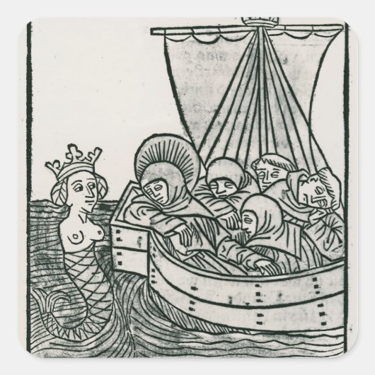 St. Brendan en de Siren Vierkante Sticker (Voorkant)