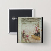 St. Brendan op zijn schip Vierkante Button 5,1 Cm (Voorkant /achterkant)