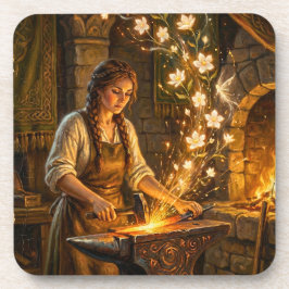 St Brigid Blacksmith Fairies Flowers Fantasy Art Bier Onderzetter