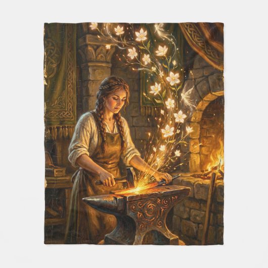 St Brigid Blacksmith Fairies Flowers Fantasy Art Fleece Deken (Voorkant)