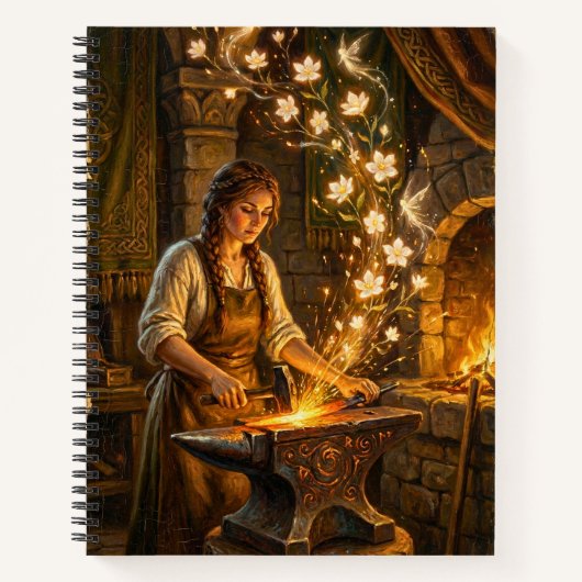 St Brigid Blacksmith Fairies Flowers Fantasy Art Notitieboek (Voorkant)