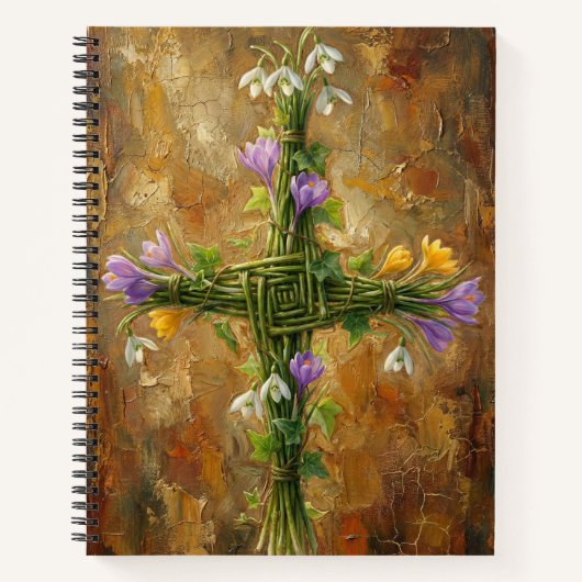 St Brigid Cross Green Rushes Crocus Imbolc Art Notitieboek (Voorkant)