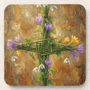 St Brigid-kruis groene riet Crocus Imbolc Kunst Bier Onderzetter