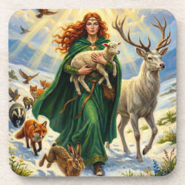 St Brigid Spring Goddess Woodland Animals Imbolc Bier Onderzetter