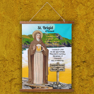 St. Brigid van Ierland en haar meer van bier Hangend Wandkleed