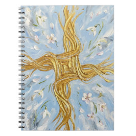 St Brigid's Cross Snowdrops Golden Imbolc Art Notitieboek