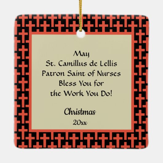 St. Camillus Comforting an Ongeldige (M 021) Keramisch Ornament (Achterkant)