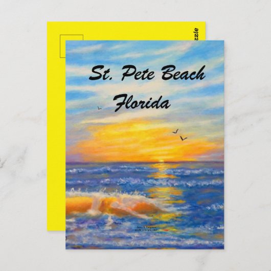ST. CARTE POSTALE PETE BEACH OCEAN WAVES (Devant / Derrière)